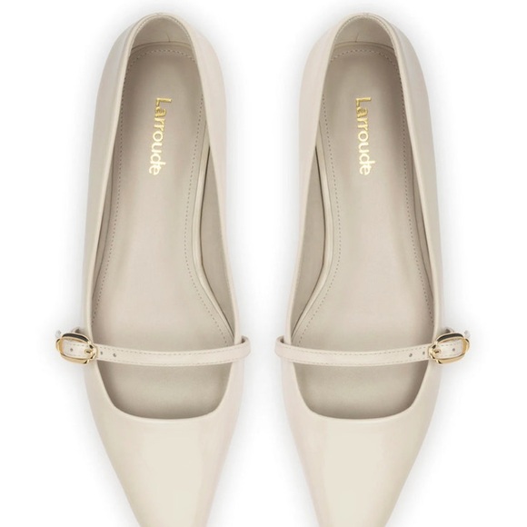 Larroude - Irene Flats in Mushroom Grey Leather - Picture 4 of 5